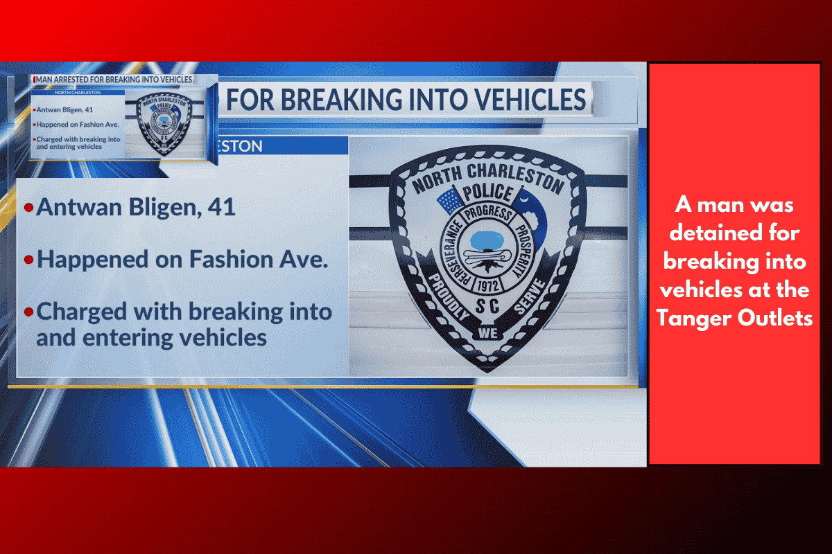 A man was detained for breaking into vehicles at the Tanger Outlets
