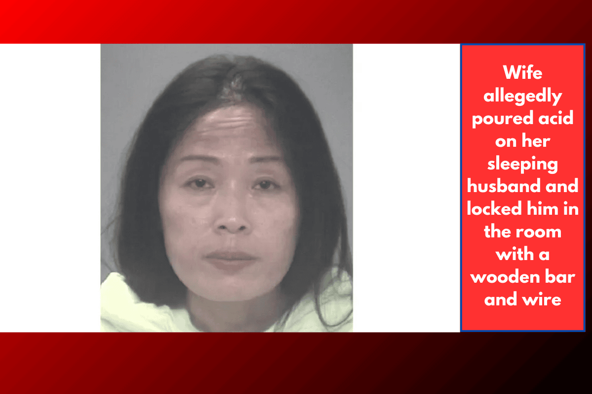 Wife allegedly poured acid on her sleeping husband and locked him in the room with a wooden bar and wire