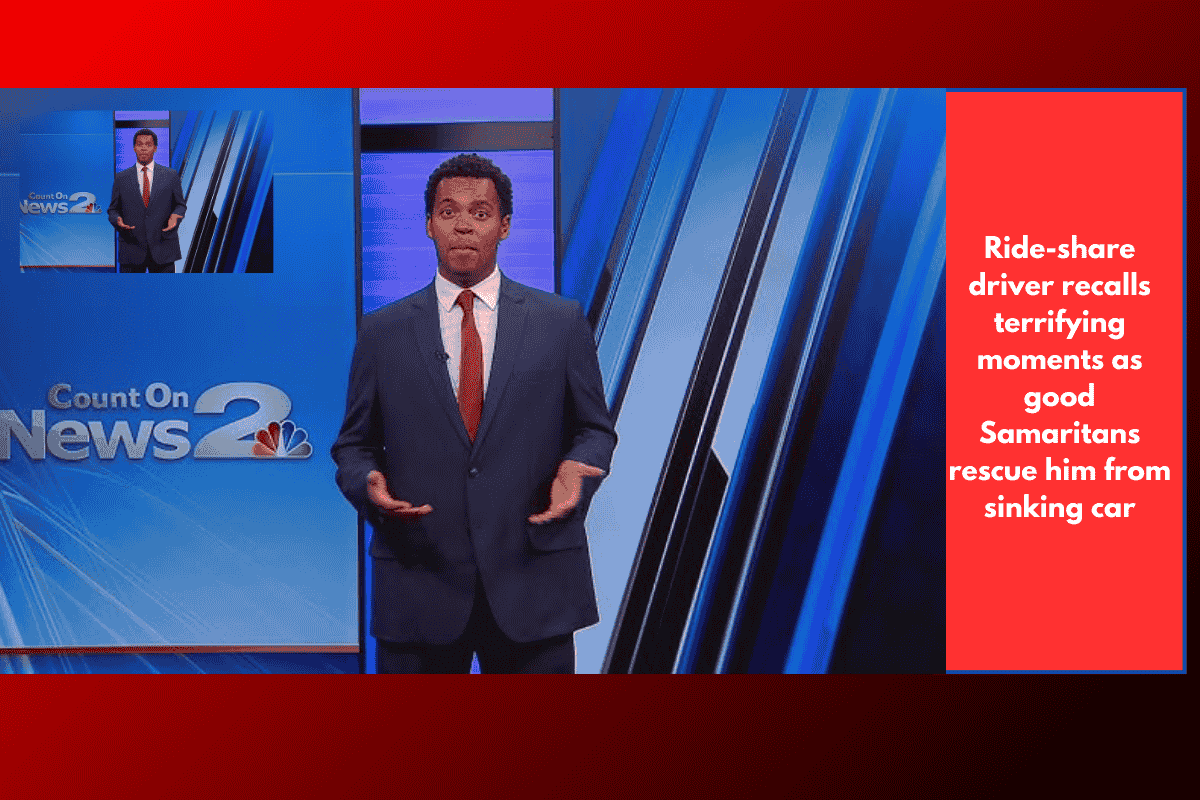 Ride-share driver recalls terrifying moments as good Samaritans rescue him from sinking car