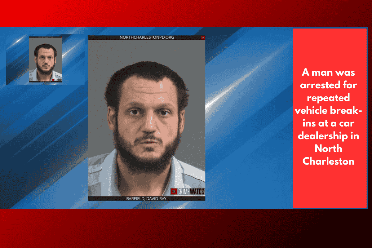A man was arrested for repeated vehicle break-ins at a car dealership in North Charleston