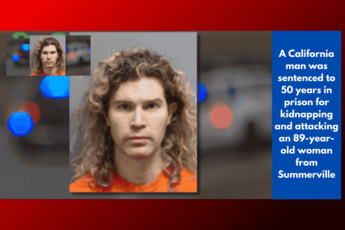 A California man was sentenced to 50 years in prison for kidnapping and attacking an 89-year-old woman from Summerville