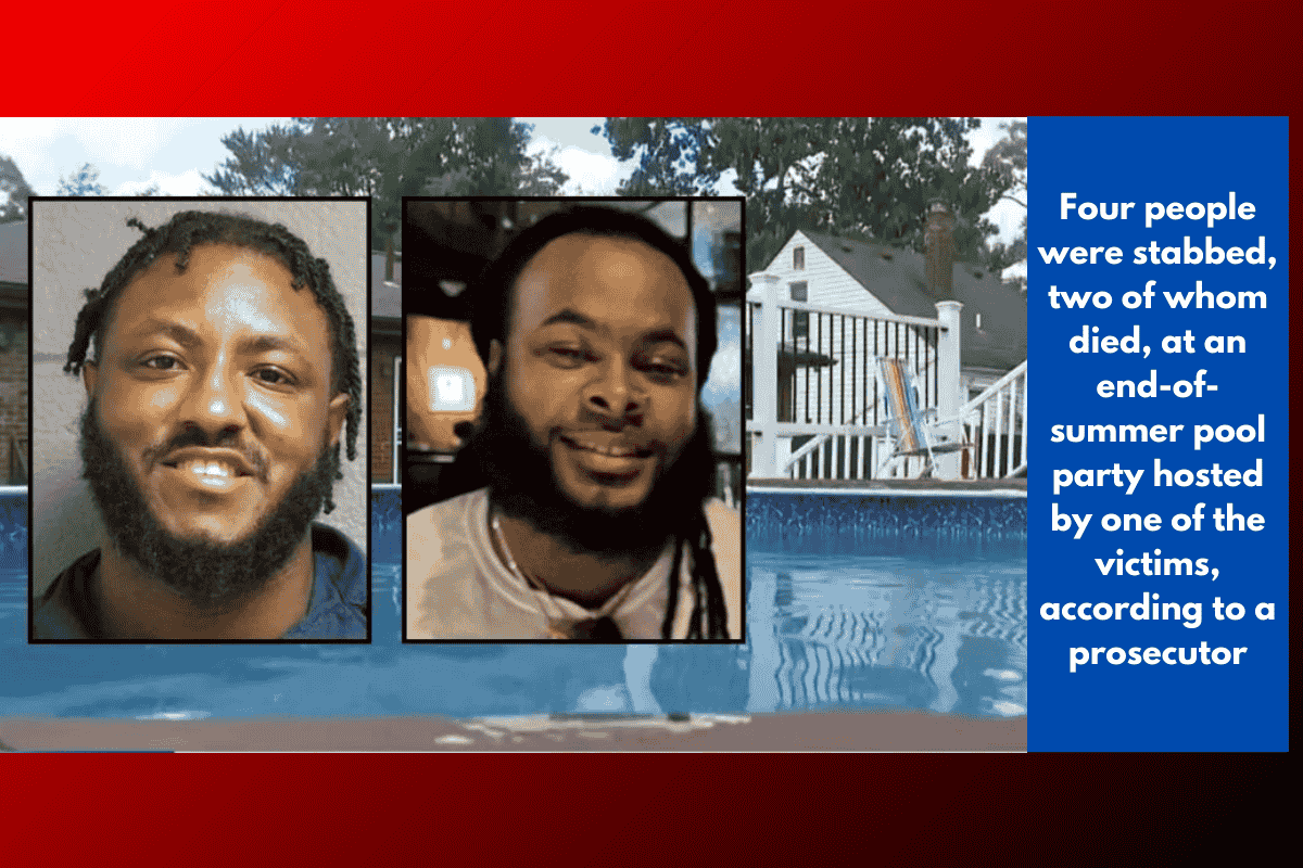 Four people were stabbed, two of whom died, at an end-of-summer pool party hosted by one of the victims, according to a prosecutor