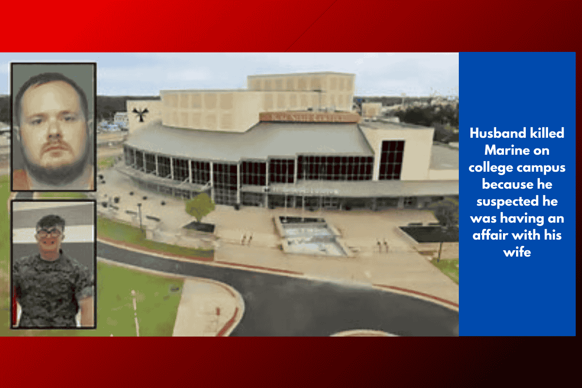 Husband killed Marine on college campus because he suspected he was having an affair with his wife