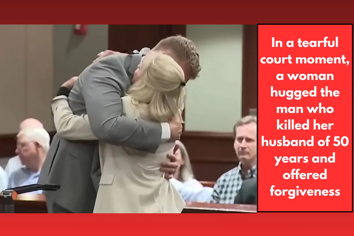In a tearful court moment, a woman hugged the man who killed her husband of 50 years and offered forgiveness