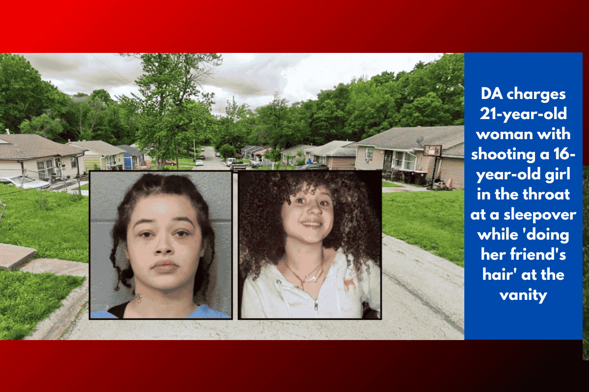 DA charges 21-year-old woman with shooting a 16-year-old girl in the throat at a sleepover while 'doing her friend's hair' at the vanity