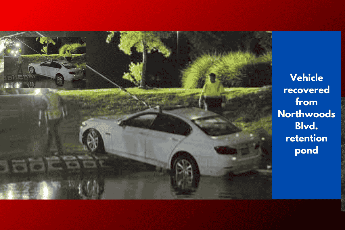 Vehicle recovered from Northwoods Blvd. retention pond