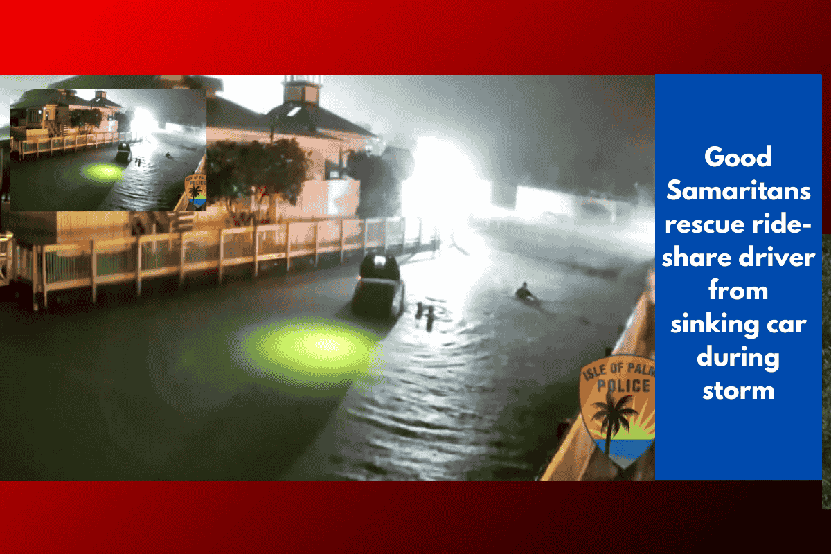 Good Samaritans rescue ride-share driver from sinking car during storm