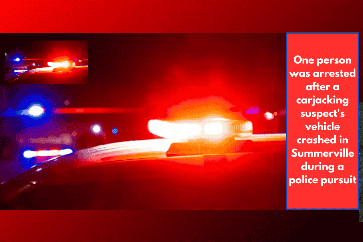 One person was arrested after a carjacking suspect's vehicle crashed in Summerville during a police pursuit