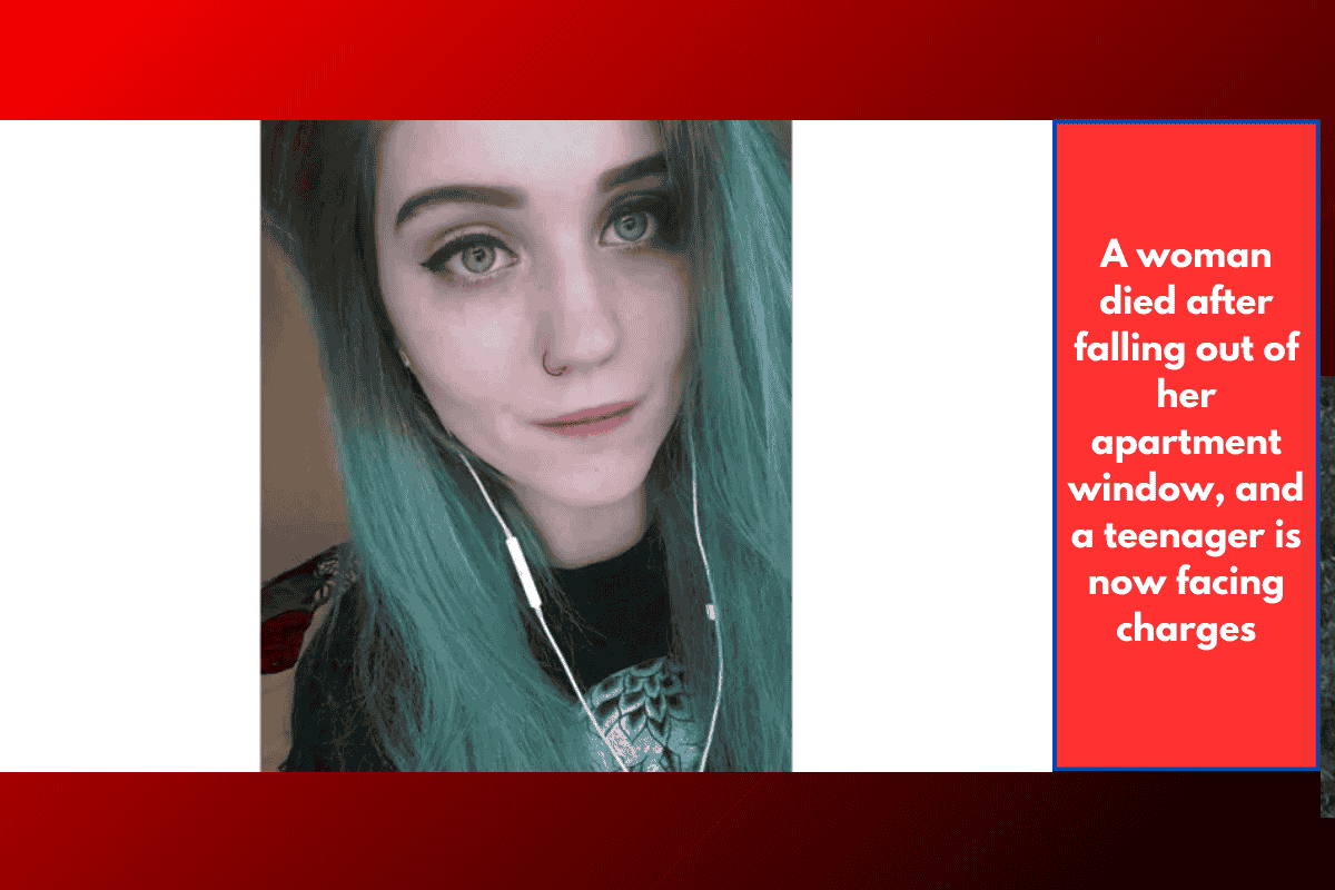 A woman died after falling out of her apartment window, and a teenager is now facing charges