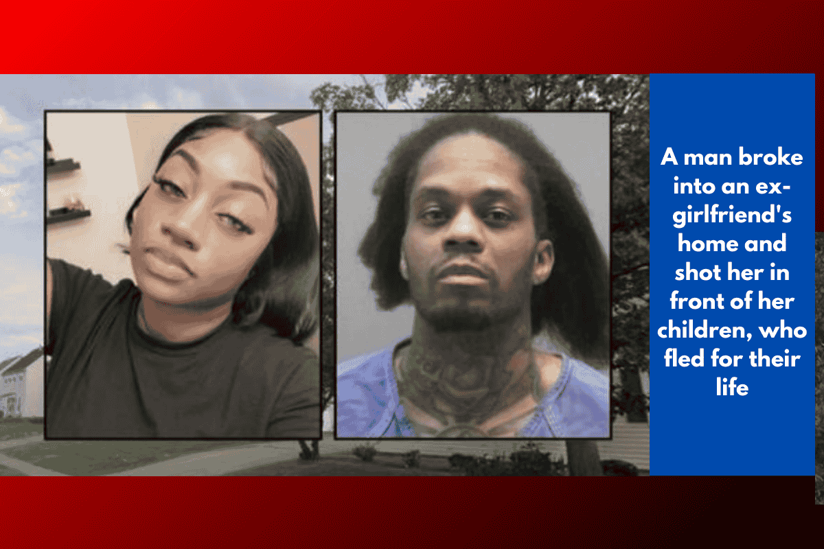 A man broke into an ex-girlfriend's home and shot her in front of her children, who fled for their life