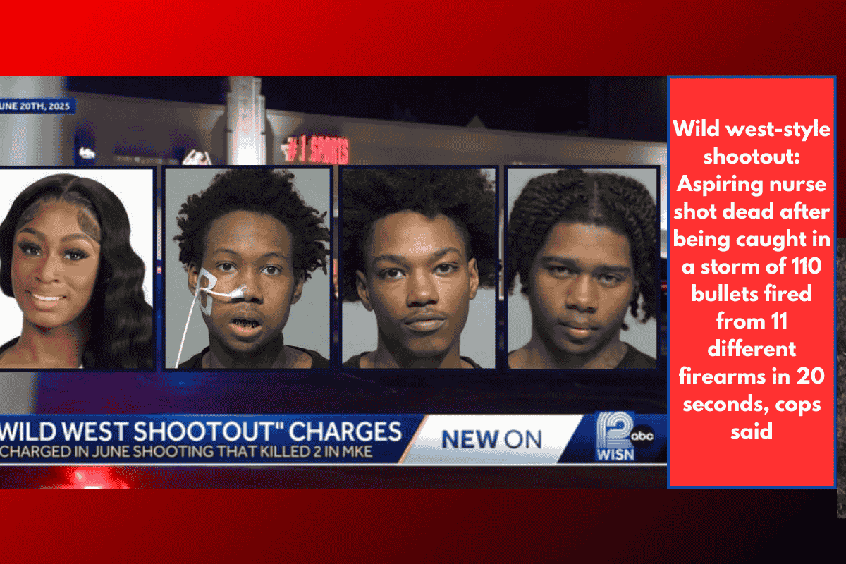 Wild west-style shootout: Aspiring nurse shot dead after being caught in a storm of 110 bullets fired from 11 different firearms in 20 seconds, cops said