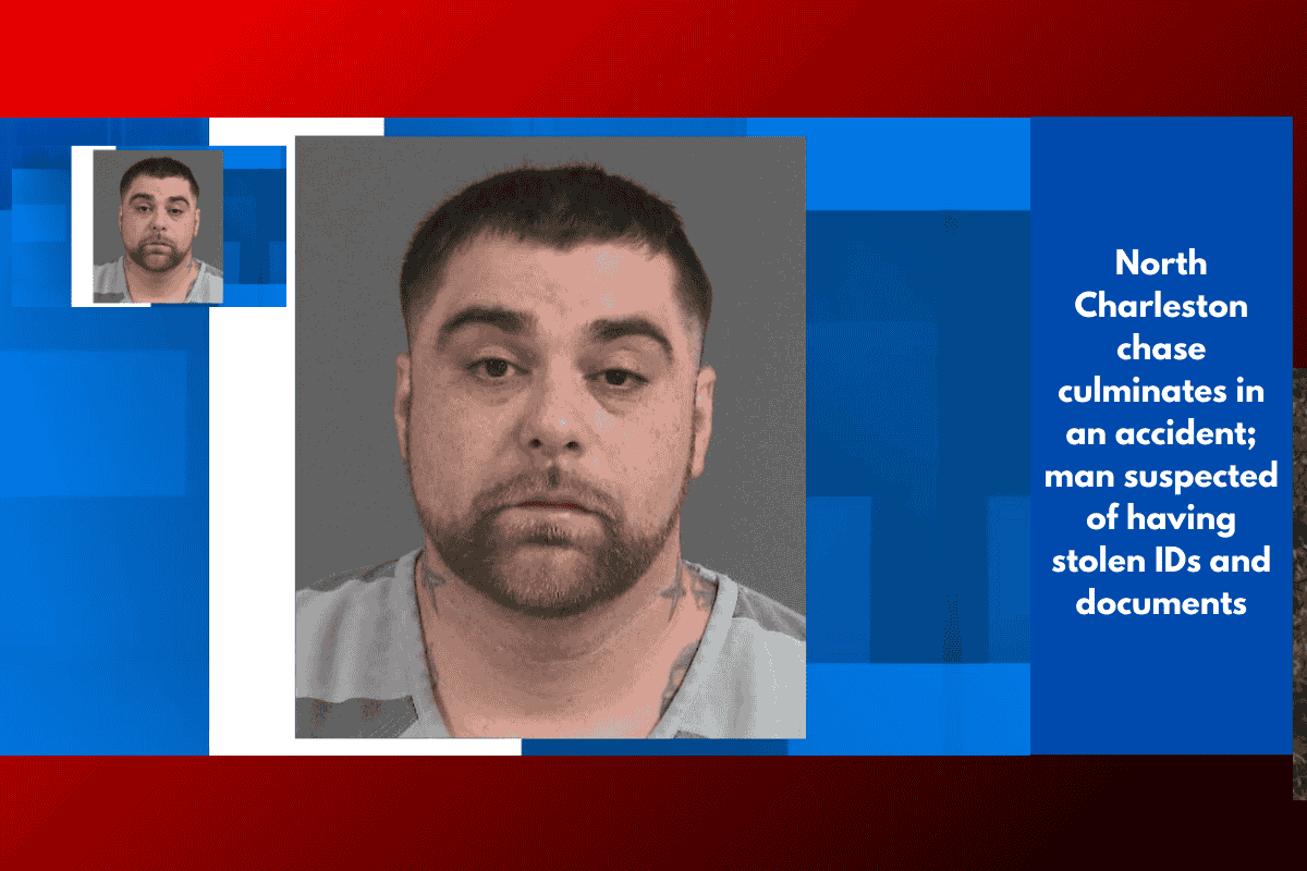 North Charleston chase culminates in an accident; man suspected of having stolen IDs and documents