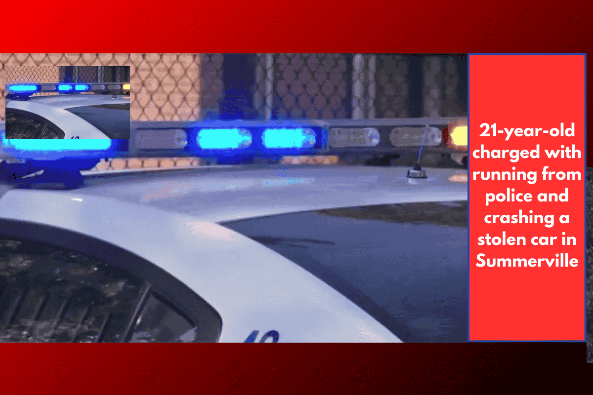 21-year-old charged with running from police and crashing a stolen car in Summerville