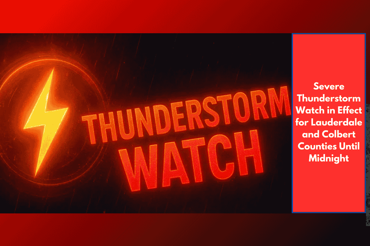 Severe Thunderstorm Watch in Effect for Lauderdale and Colbert Counties Until Midnight