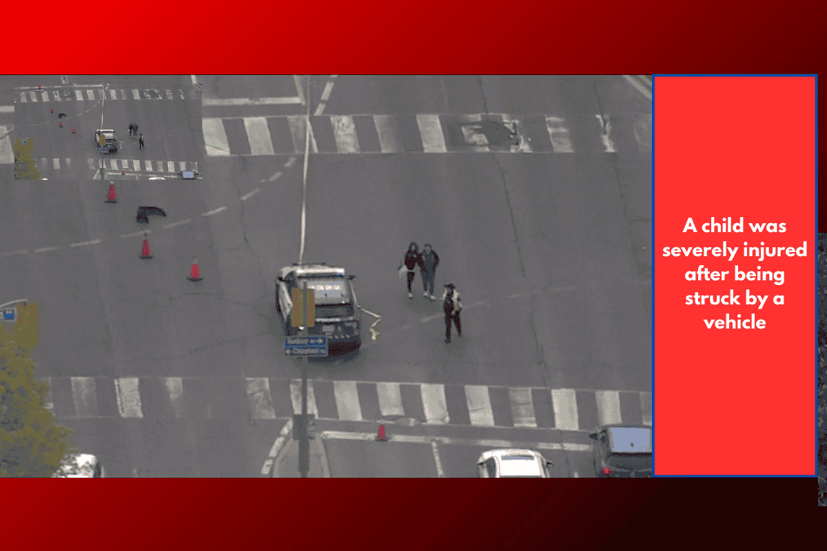 A child was severely injured after being struck by a vehicle