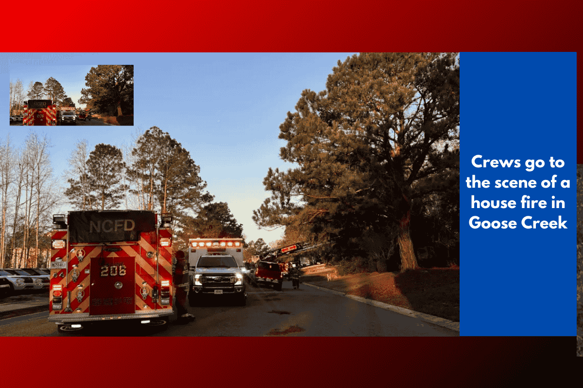 Crews go to the scene of a house fire in Goose Creek