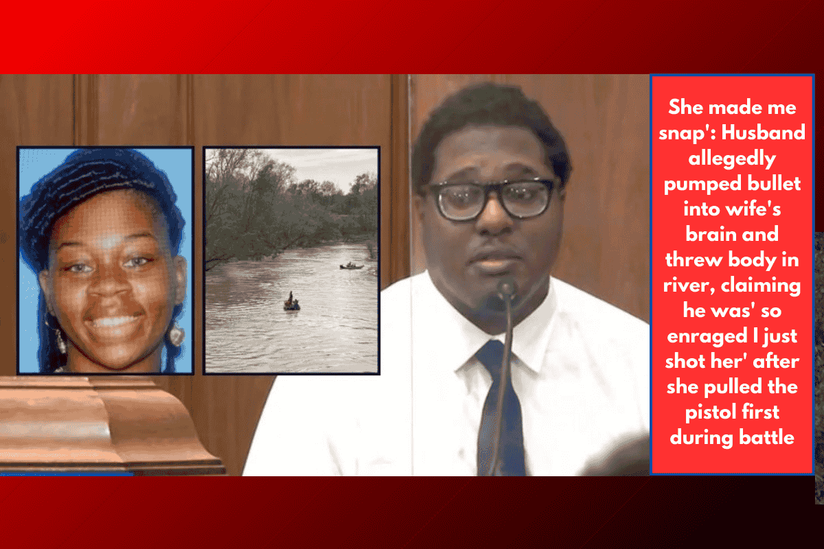 She made me snap': Husband allegedly pumped bullet into wife's brain and threw body in river, claiming he was' so enraged I just shot her' after she pulled the pistol first during battle