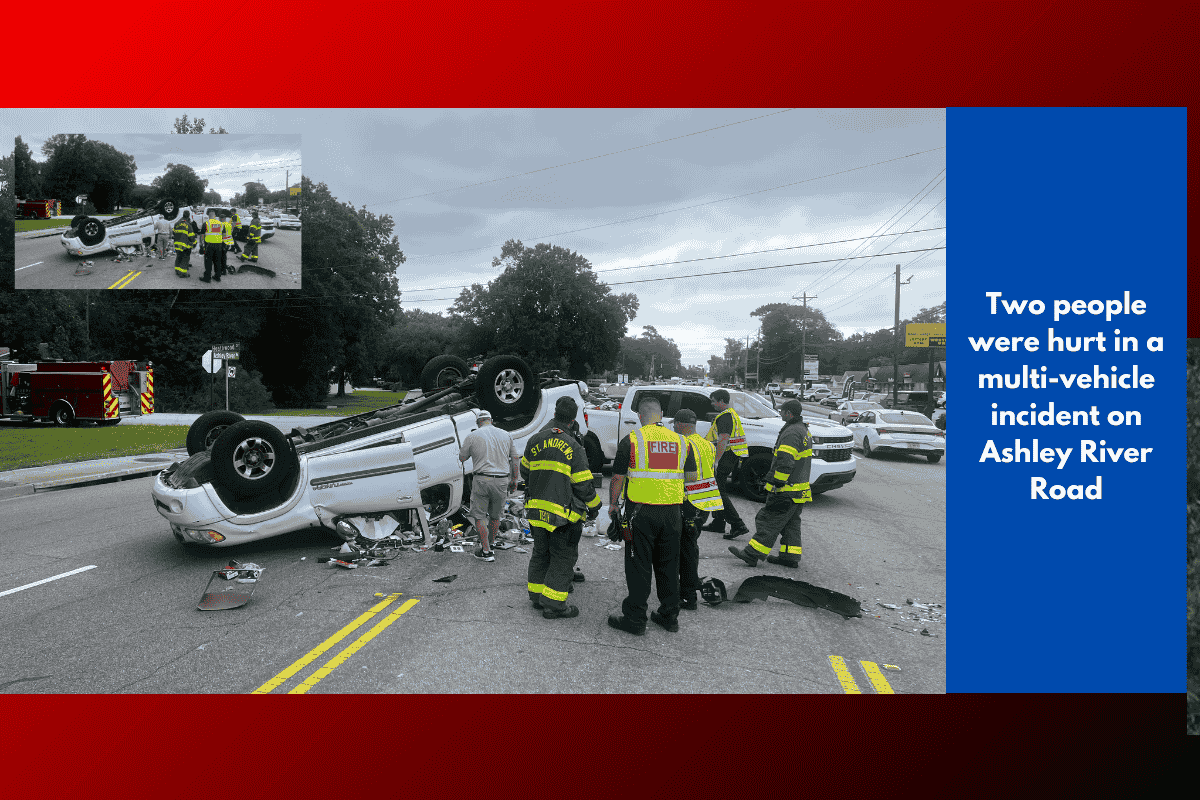 Two people were hurt in a multi-vehicle incident on Ashley River Road