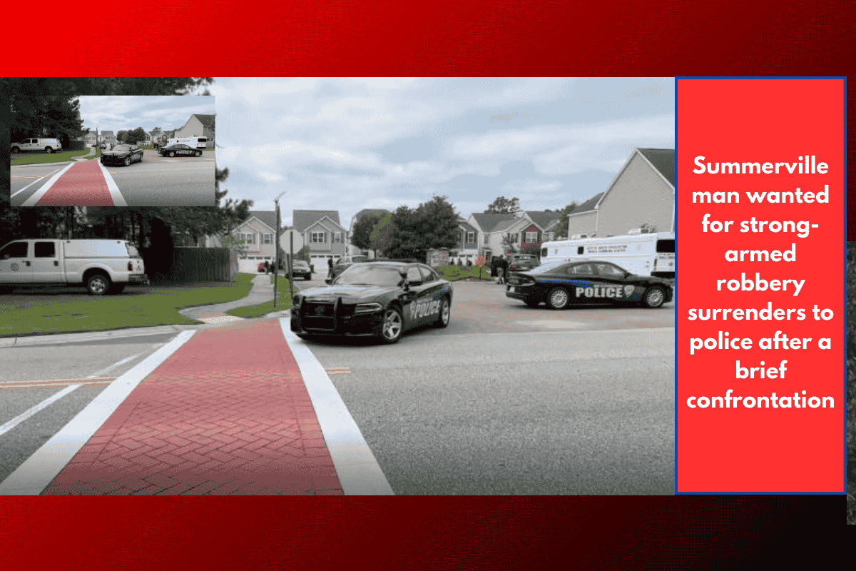 Summerville man wanted for strong-armed robbery surrenders to police after a brief confrontation