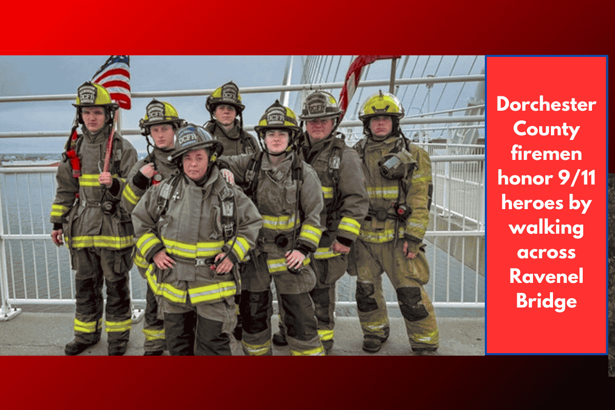 Dorchester County firemen honor 9/11 heroes by walking across Ravenel Bridge