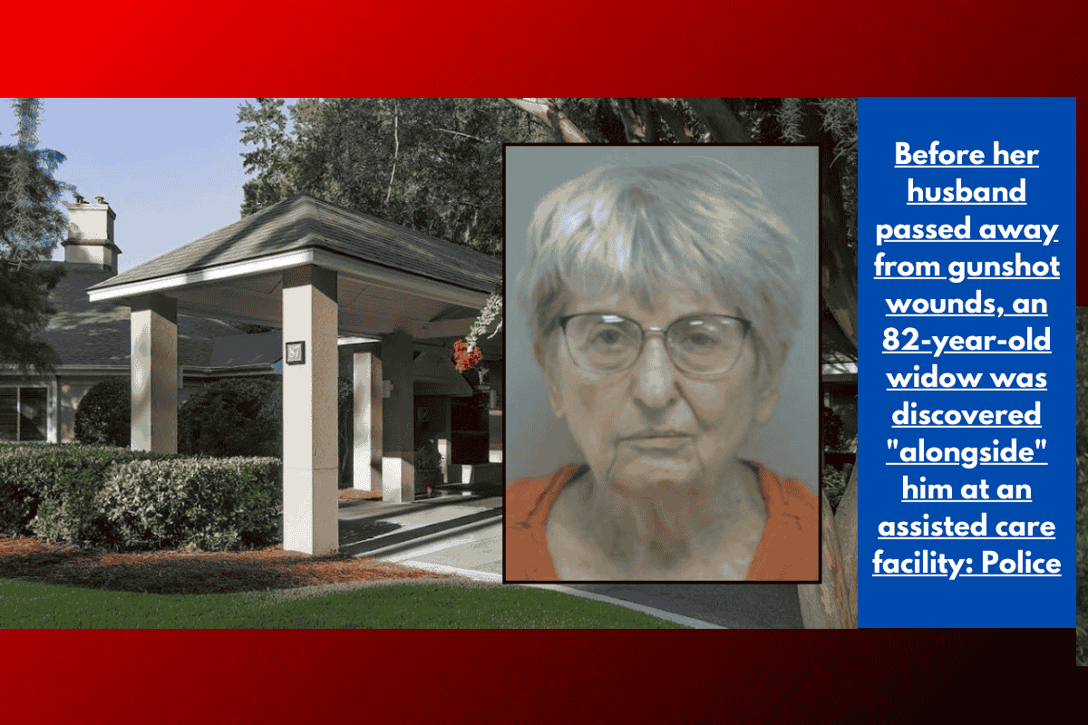 Before her husband passed away from gunshot wounds, an 82-year-old widow was discovered "alongside" him at an assisted care facility: Police