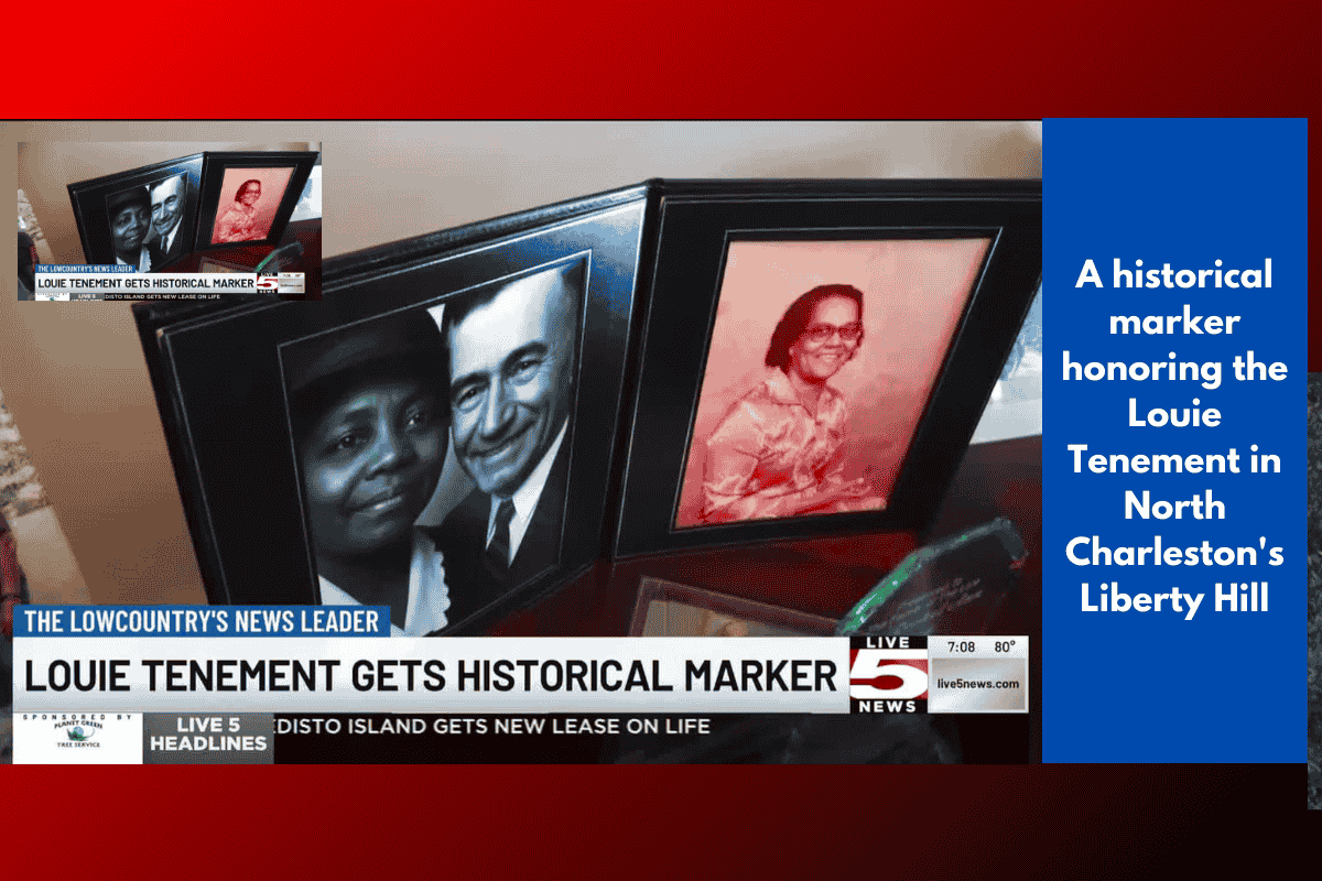 A historical marker honoring the Louie Tenement in North Charleston's Liberty Hill