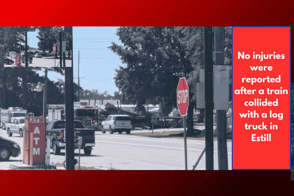 No injuries were reported after a train collided with a log truck in Estill