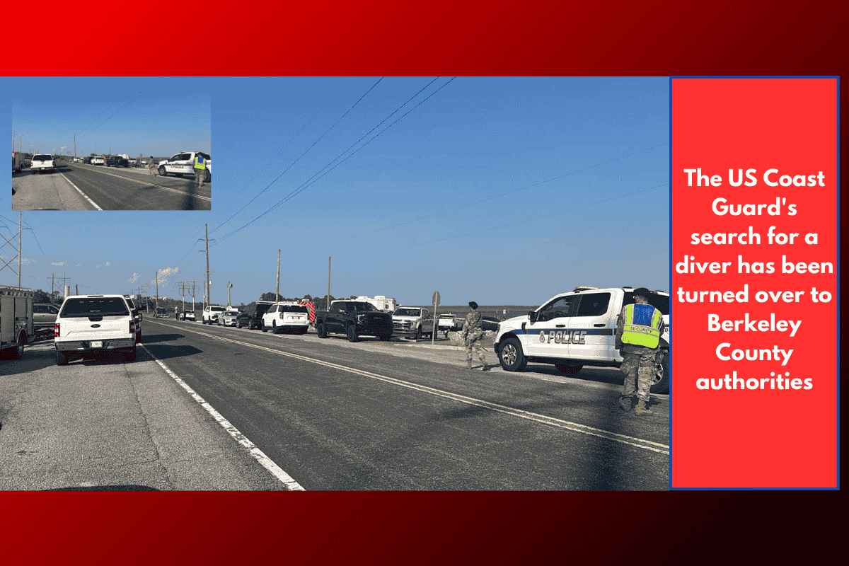 The US Coast Guard's search for a diver has been turned over to Berkeley County authorities