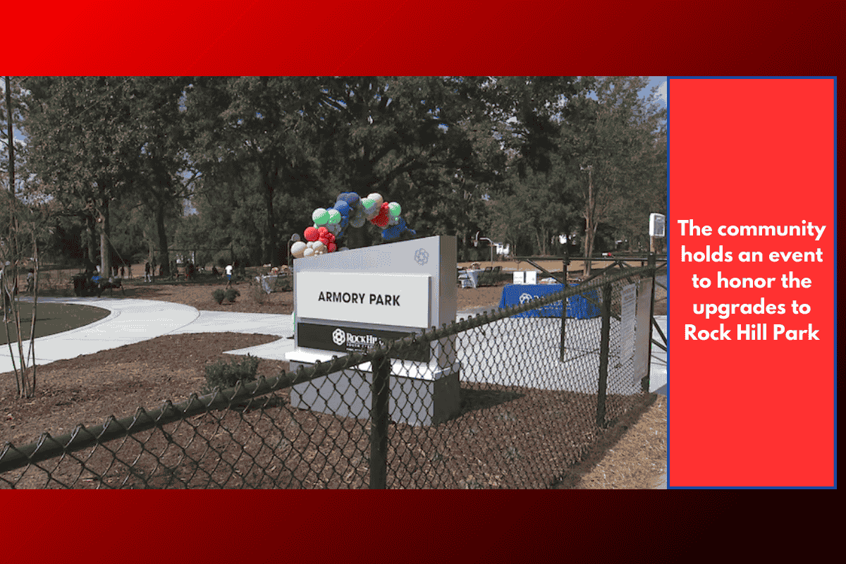 The community holds an event to honor the upgrades to Rock Hill Park