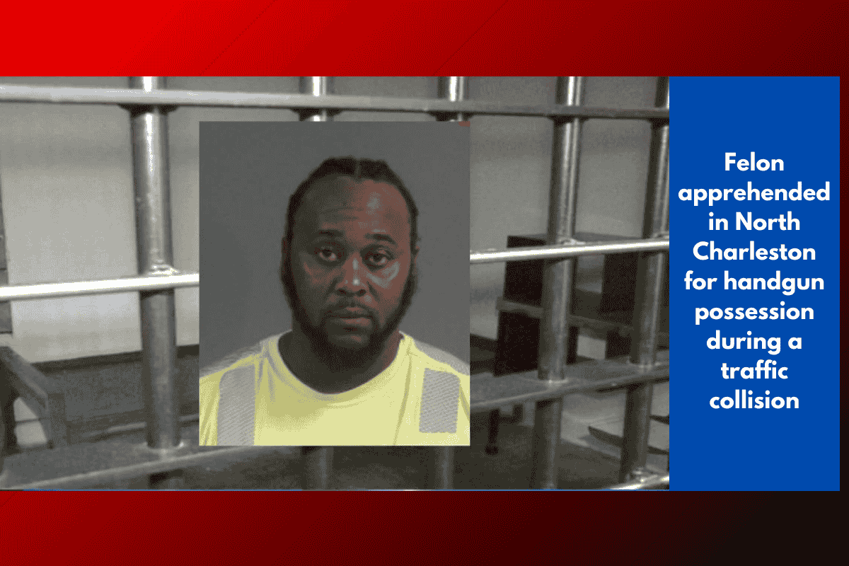 Felon apprehended in North Charleston for handgun possession during a traffic collision
