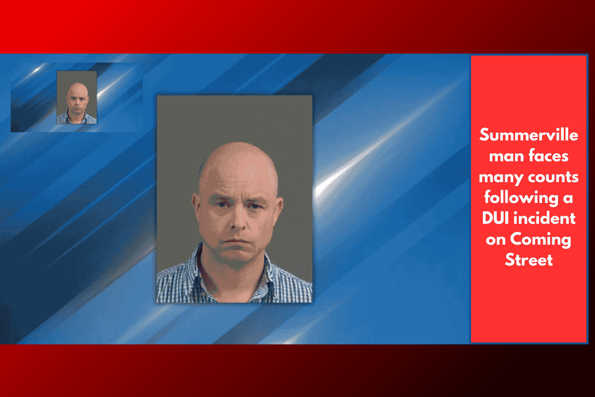 Summerville man faces many counts following a DUI incident on Coming Street