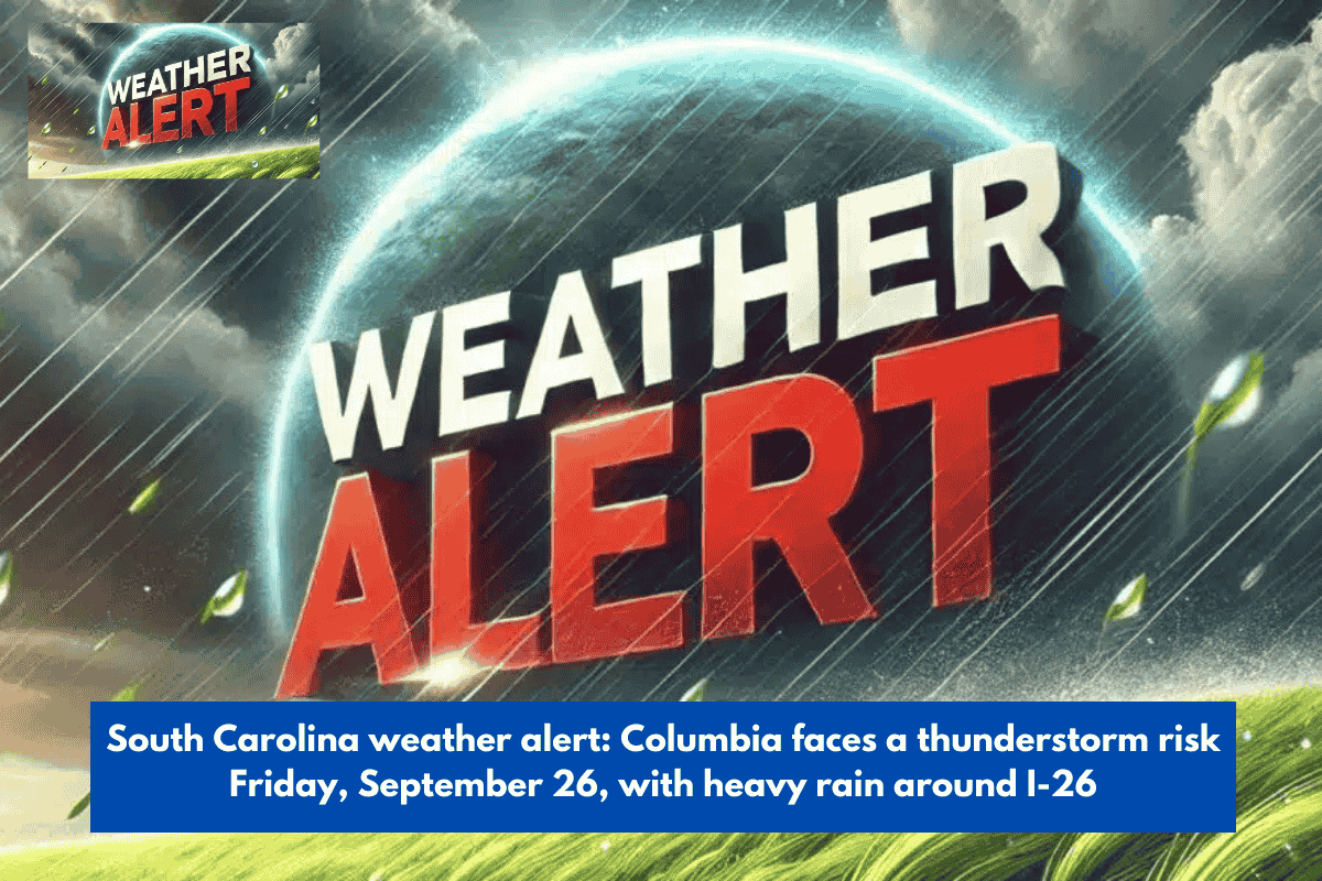 South Carolina weather alert: Columbia faces a thunderstorm risk Friday, September 26, with heavy rain around I-26