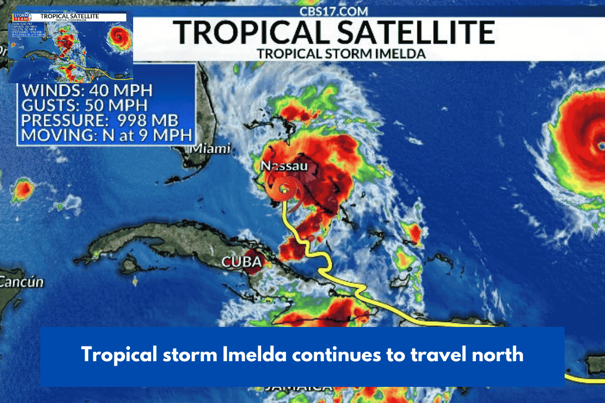 Tropical storm Imelda continues to travel north
