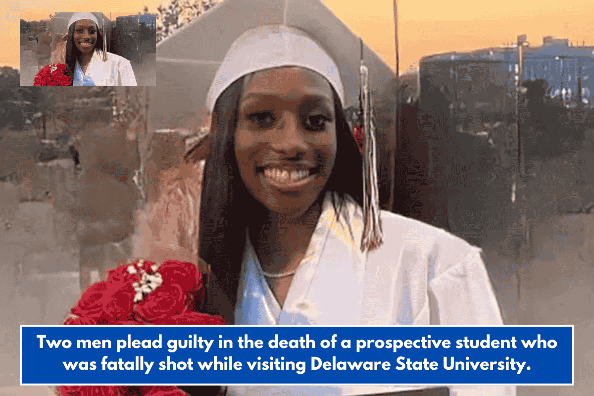 Two men plead guilty in the death of a prospective student who was fatally shot while visiting Delaware State University.