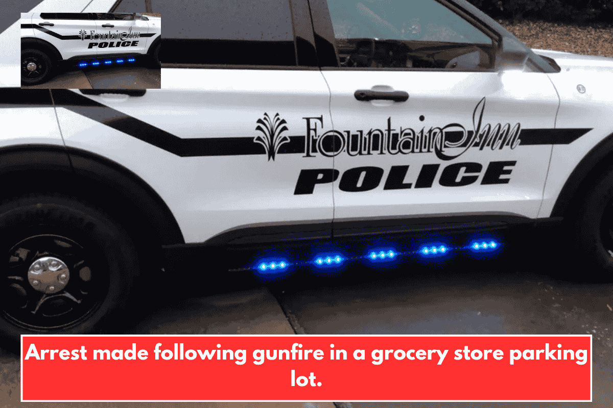 Arrest made following gunfire in a grocery store parking lot.