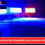 A woman drove her automobile into a structure in Anderson
