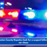 Charleston County Deputies look for a suspect following a car chase