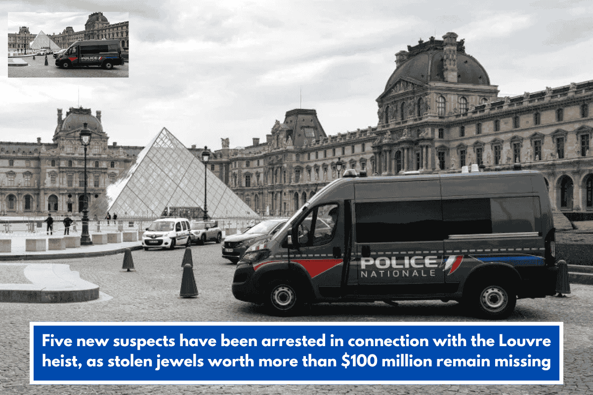 Five new suspects have been arrested in connection with the Louvre heist, as stolen jewels worth more than $100 million remain missing