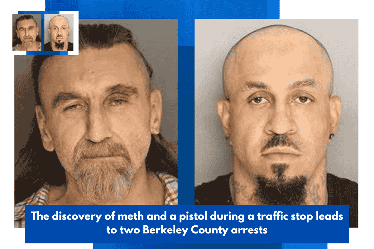 The discovery of meth and a pistol during a traffic stop leads to two Berkeley County arrests