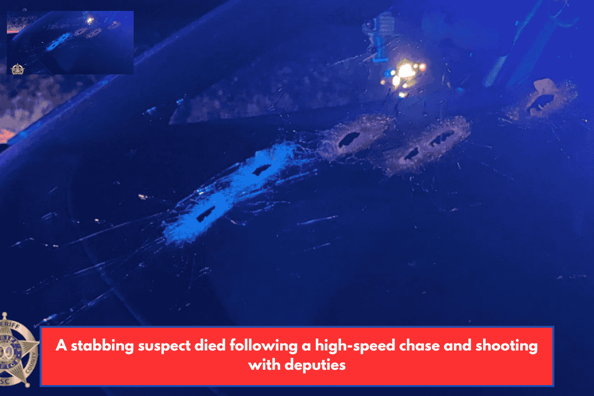 A stabbing suspect died following a high-speed chase and shooting with deputies