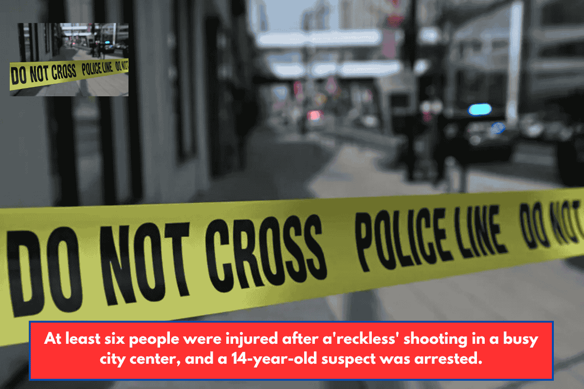 At least six people were injured after a'reckless' shooting in a busy city center, and a 14-year-old suspect was arrested.