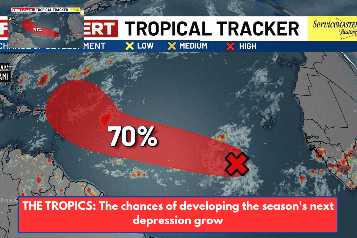 THE TROPICS: The chances of developing the season's next depression grow