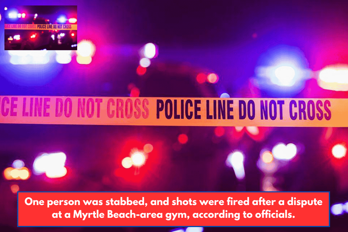 One person was stabbed, and shots were fired after a dispute at a Myrtle Beach-area gym, according to officials.