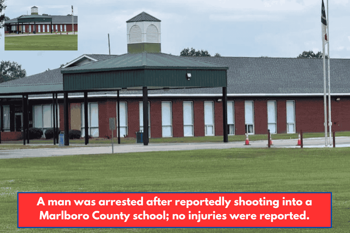 A man was arrested after reportedly shooting into a Marlboro County school; no injuries were reported.