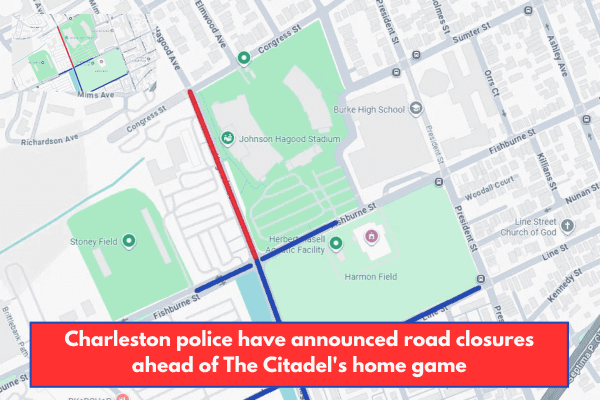 Charleston police have announced road closures ahead of The Citadel's home game