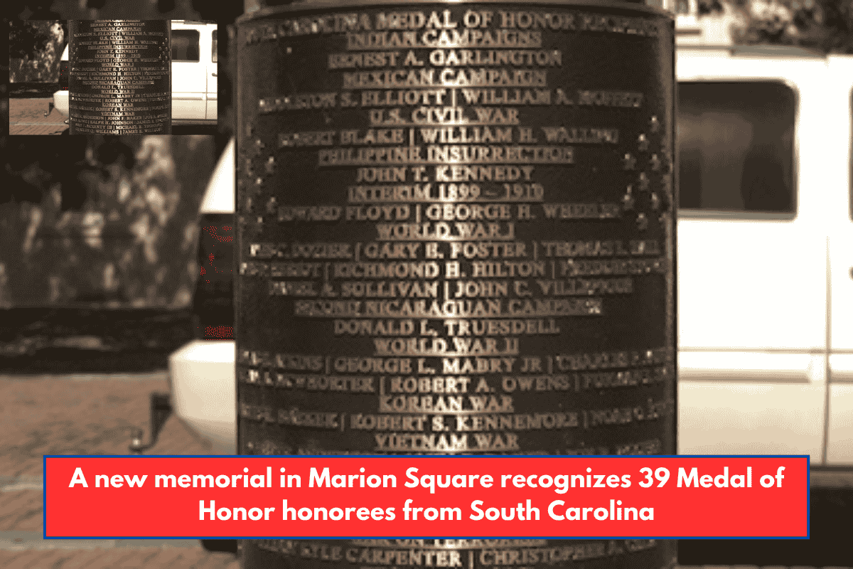 A new memorial in Marion Square recognizes 39 Medal of Honor honorees from South Carolina