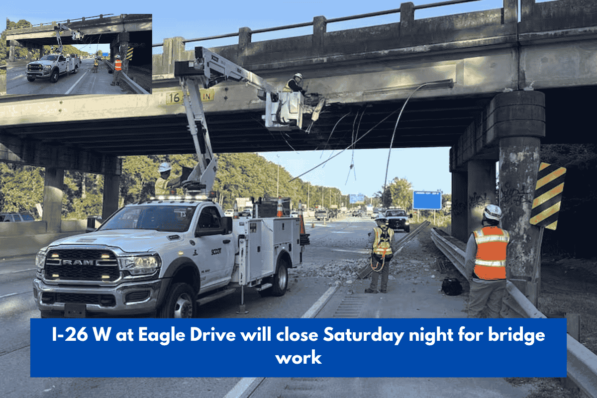I-26 W at Eagle Drive will close Saturday night for bridge work