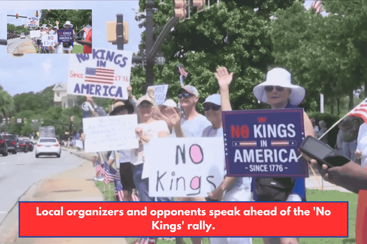 Local organizers and opponents speak ahead of the 'No Kings' rally.