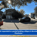 Units responded to a partial building collapse in downtown Charleston