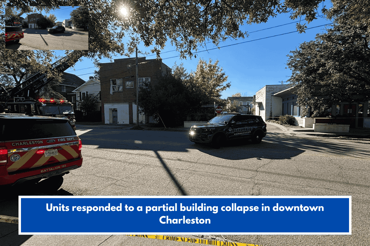 Units responded to a partial building collapse in downtown Charleston